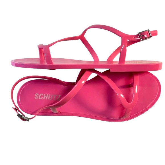 SCHUTZ Hot Pink Jelly Sandals with Silver Tone hardware NEW WITH TAGS SZ 7 - Picture 11 of 14
